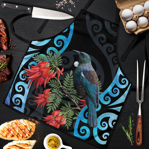Tui Bird Kakabeak New Zealand Apron Clianthus Galaxy Maori Koru Pattern