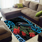 Tui Bird Kakabeak New Zealand Area Rug Clianthus Galaxy Maori Koru Pattern