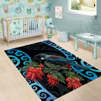 Tui Bird Kakabeak New Zealand Area Rug Clianthus Galaxy Maori Koru Pattern