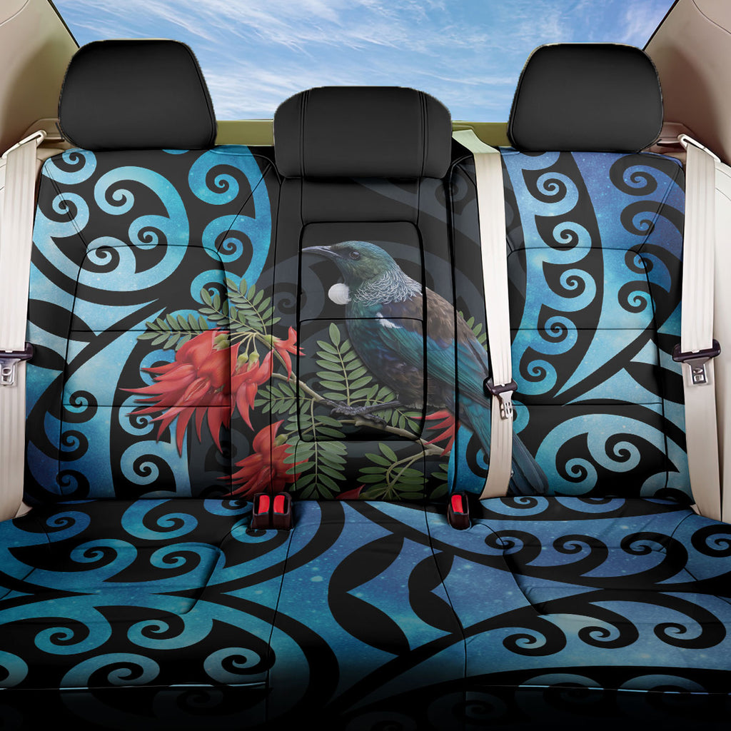 Tui Bird Kakabeak New Zealand Back Car Seat Cover Clianthus Galaxy Maori Koru Pattern