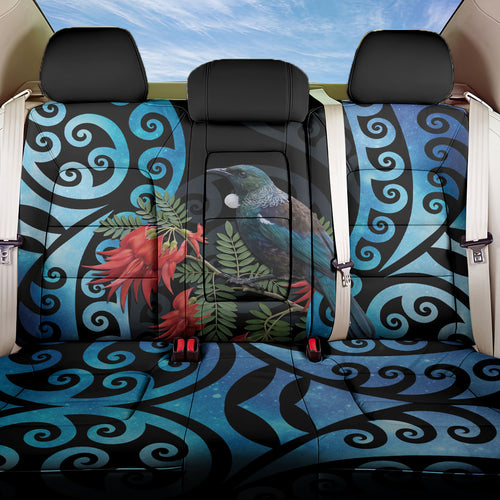 Tui Bird Kakabeak New Zealand Back Car Seat Cover Clianthus Galaxy Maori Koru Pattern