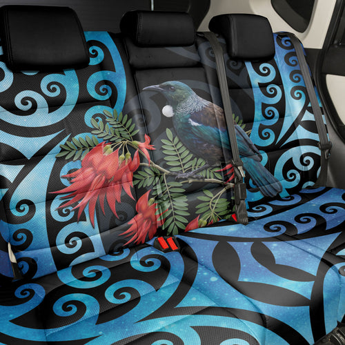 Tui Bird Kakabeak New Zealand Back Car Seat Cover Clianthus Galaxy Maori Koru Pattern