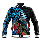 Tui Bird Kakabeak New Zealand Baseball Jacket Clianthus Galaxy Maori Koru Pattern