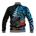 Tui Bird Kakabeak New Zealand Baseball Jacket Clianthus Galaxy Maori Koru Pattern