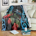 Tui Bird Kakabeak New Zealand Blanket Clianthus Galaxy Maori Koru Pattern