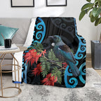 Tui Bird Kakabeak New Zealand Blanket Clianthus Galaxy Maori Koru Pattern