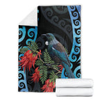Tui Bird Kakabeak New Zealand Blanket Clianthus Galaxy Maori Koru Pattern