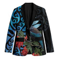 Tui Bird Kakabeak New Zealand Blazer Clianthus Galaxy Maori Koru Pattern