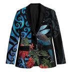 Tui Bird Kakabeak New Zealand Blazer Clianthus Galaxy Maori Koru Pattern