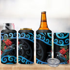 Tui Bird Kakabeak New Zealand 4 in 1 Can Cooler Tumbler Clianthus Galaxy Maori Koru Pattern