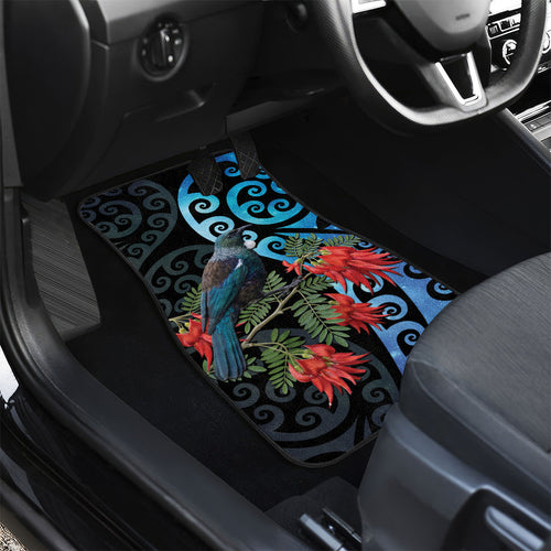 Tui Bird Kakabeak New Zealand Car Mats Clianthus Galaxy Maori Koru Pattern