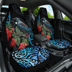 Tui Bird Kakabeak New Zealand Car Seat Cover Clianthus Galaxy Maori Koru Pattern