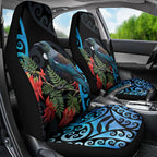 Tui Bird Kakabeak New Zealand Car Seat Cover Clianthus Galaxy Maori Koru Pattern