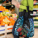 Tui Bird Kakabeak New Zealand Grocery Bag Clianthus Galaxy Maori Koru Pattern