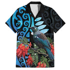 Tui Bird Kakabeak New Zealand Hawaiian Shirt Clianthus Galaxy Maori Koru Pattern