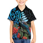 Tui Bird Kakabeak New Zealand Hawaiian Shirt Clianthus Galaxy Maori Koru Pattern
