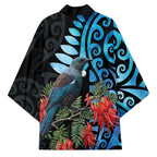 Tui Bird Kakabeak New Zealand Kimono Clianthus Galaxy Maori Koru Pattern