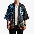 Tui Bird Kakabeak New Zealand Kimono Clianthus Galaxy Maori Koru Pattern