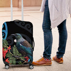 Tui Bird Kakabeak New Zealand Luggage Cover Clianthus Galaxy Maori Koru Pattern