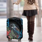 Tui Bird Kakabeak New Zealand Luggage Cover Clianthus Galaxy Maori Koru Pattern
