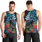 Tui Bird Kakabeak New Zealand Men Tank Top Clianthus Galaxy Maori Koru Pattern