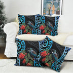 Tui Bird Kakabeak New Zealand Pillow Cover Clianthus Galaxy Maori Koru Pattern