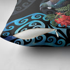 Tui Bird Kakabeak New Zealand Pillow Cover Clianthus Galaxy Maori Koru Pattern