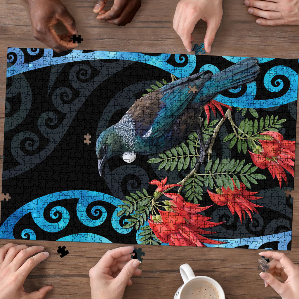 Tui Bird Kakabeak New Zealand Puzzle Clianthus Galaxy Maori Koru Pattern
