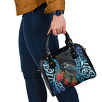 Tui Bird Kakabeak New Zealand Shoulder Handbag Clianthus Galaxy Maori Koru Pattern