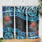 Tui Bird Kakabeak New Zealand Skinny Tumbler Clianthus Galaxy Maori Koru Pattern