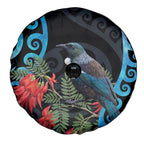 Tui Bird Kakabeak New Zealand Spare Tire Cover Clianthus Galaxy Maori Koru Pattern