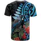 Tui Bird Kakabeak New Zealand T Shirt Clianthus Galaxy Maori Koru Pattern