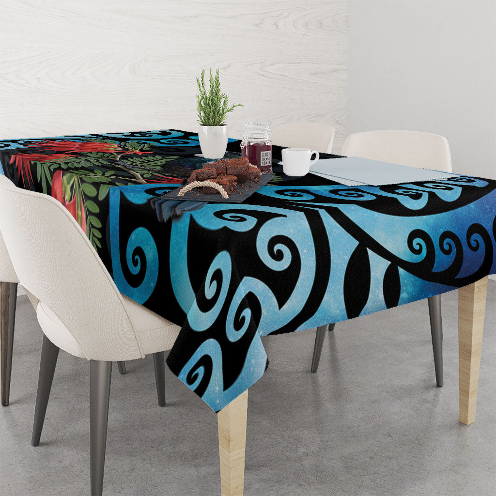 Tui Bird Kakabeak New Zealand Tablecloth Clianthus Galaxy Maori Koru Pattern