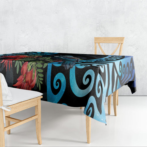 Tui Bird Kakabeak New Zealand Tablecloth Clianthus Galaxy Maori Koru Pattern