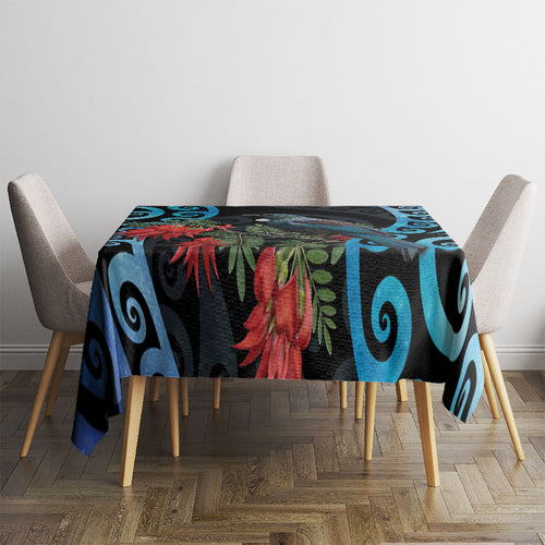 Tui Bird Kakabeak New Zealand Tablecloth Clianthus Galaxy Maori Koru Pattern