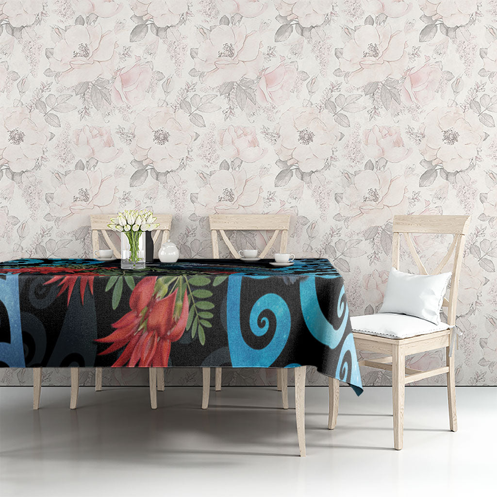 Tui Bird Kakabeak New Zealand Tablecloth Clianthus Galaxy Maori Koru Pattern