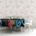 Tui Bird Kakabeak New Zealand Tablecloth Clianthus Galaxy Maori Koru Pattern