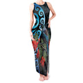 Tui Bird Kakabeak New Zealand Tank Maxi Dress Clianthus Galaxy Maori Koru Pattern