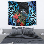 Tui Bird Kakabeak New Zealand Tapestry Clianthus Galaxy Maori Koru Pattern