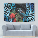 Tui Bird Kakabeak New Zealand Tapestry Clianthus Galaxy Maori Koru Pattern