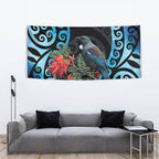 Tui Bird Kakabeak New Zealand Tapestry Clianthus Galaxy Maori Koru Pattern
