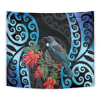 Tui Bird Kakabeak New Zealand Tapestry Clianthus Galaxy Maori Koru Pattern