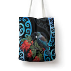 Tui Bird Kakabeak New Zealand Tote Bag Clianthus Galaxy Maori Koru Pattern
