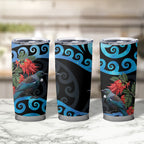 Tui Bird Kakabeak New Zealand Tumbler Cup Clianthus Galaxy Maori Koru Pattern