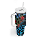 Tui Bird Kakabeak New Zealand Tumbler With Handle Clianthus Galaxy Maori Koru Pattern