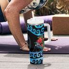 Tui Bird Kakabeak New Zealand Tumbler With Handle Clianthus Galaxy Maori Koru Pattern