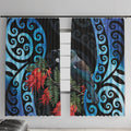 Tui Bird Kakabeak New Zealand Window Curtain Clianthus Galaxy Maori Koru Pattern