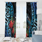 Tui Bird Kakabeak New Zealand Window Curtain Clianthus Galaxy Maori Koru Pattern