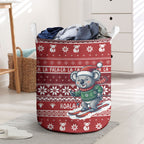 Australia Christmas In July Laundry Basket Koala Santa Skiing Red Color