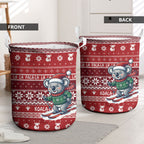 Australia Christmas In July Laundry Basket Koala Santa Skiing Red Color